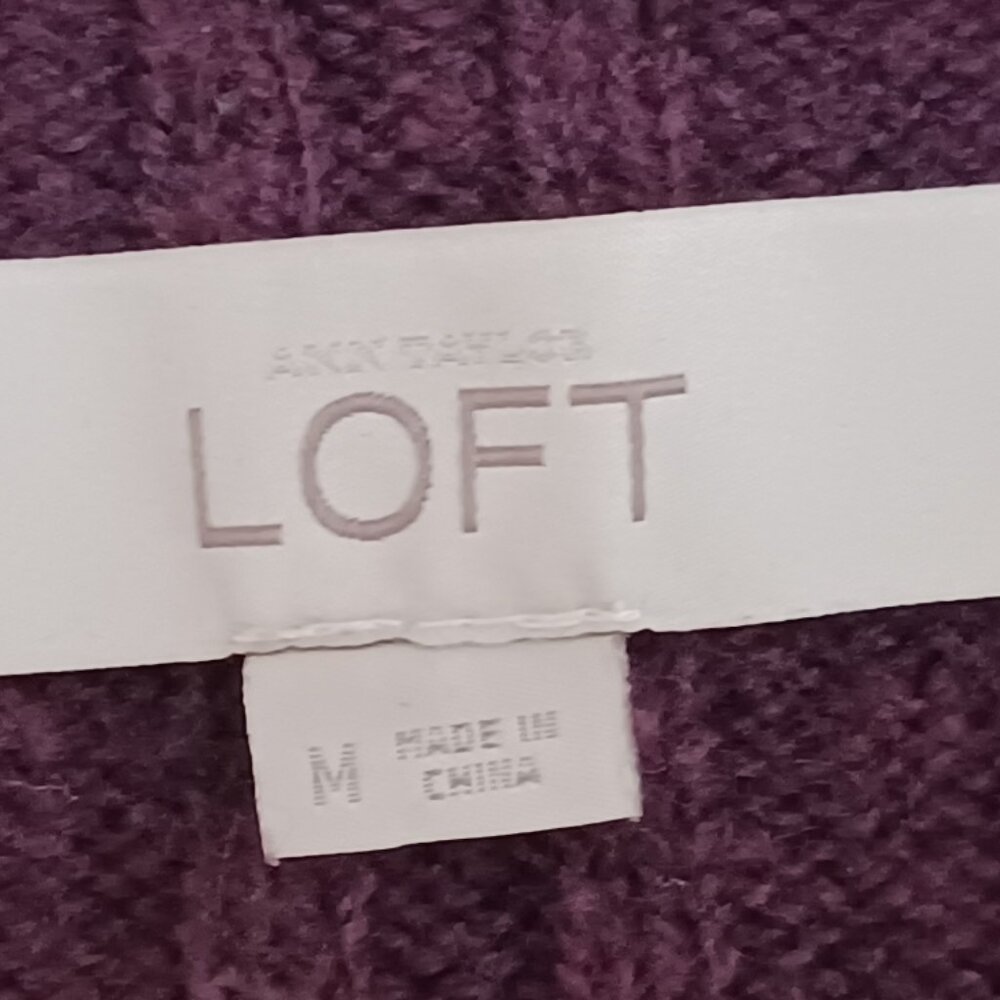 Women's Ann Taylor's Loft Wool Blend Purple Open Front‎ Cardigan Size Medium - Picture 4 of 8